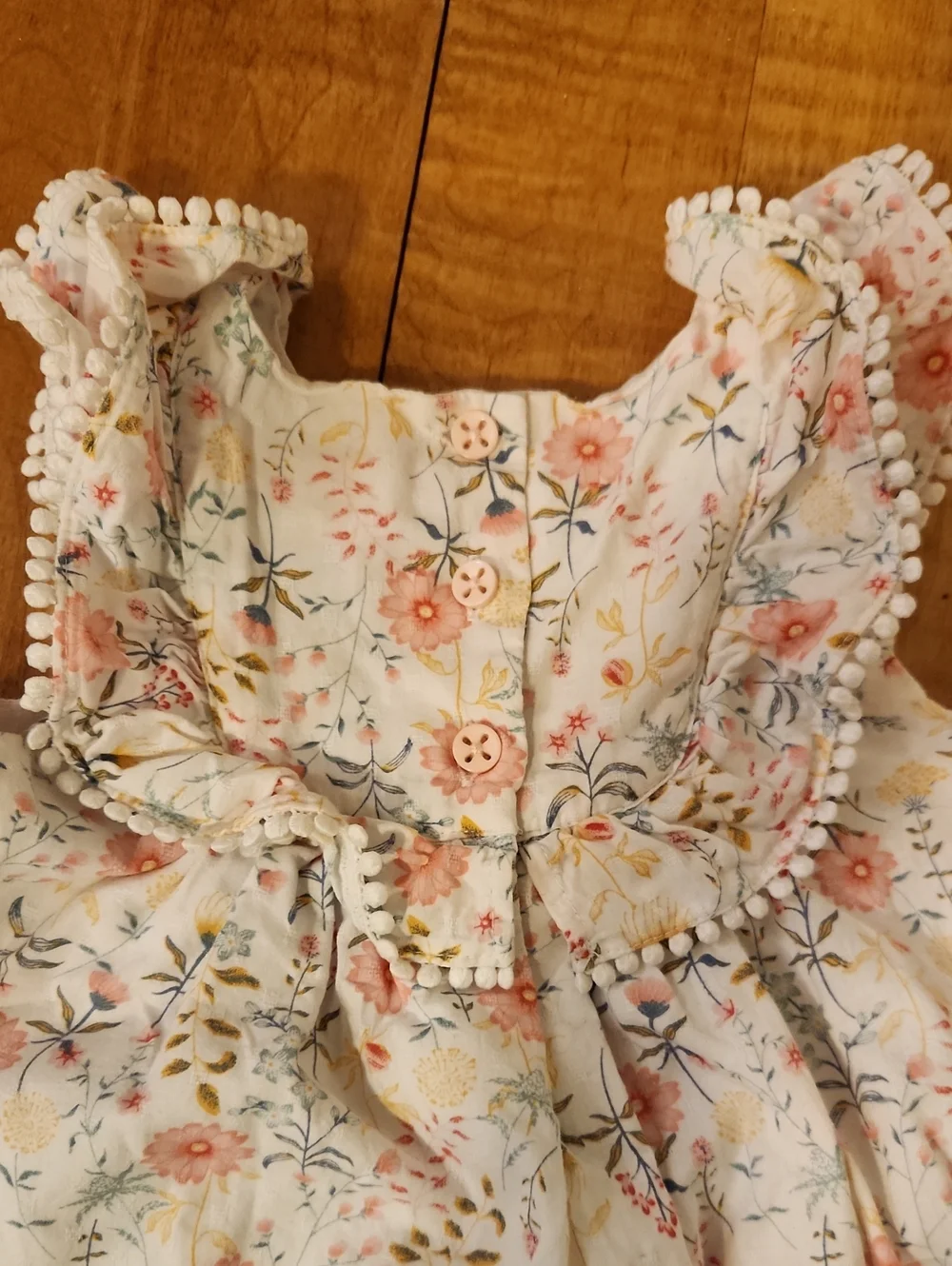 Tommy Bahama White Floral Ruffle Baby Dress with Pink & Yellow Flowers